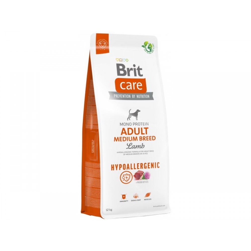 Brit Care Hypoallergenic Сухой корм для взрослых собак средних пород при аллергии, с ягненком (кг)