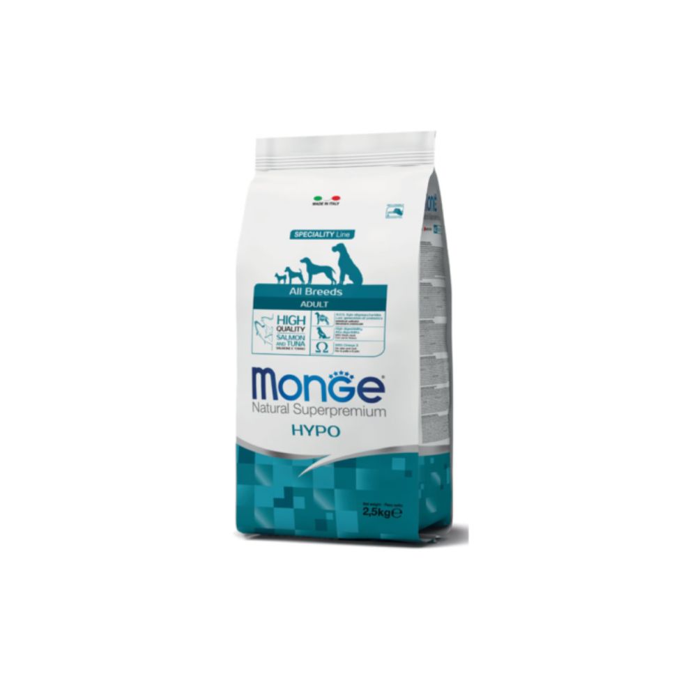Monge Speciality Hypoallergenic All Breeds Гипоаллергенный сухой корм для взрослых собак всех пород, с лососём и тунцом, 2,5 кг