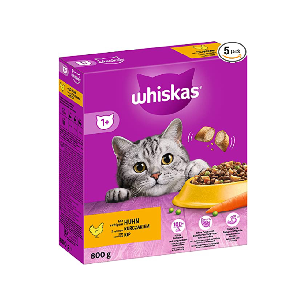 Whiskas Сухой корм для взрослых кошек, с курицей, 800 г