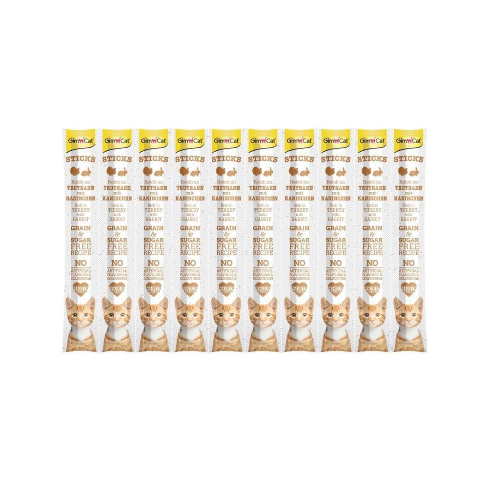 GimCat Soft Chew Stick for Cats pişiklər üçün çeynənilən çubuqlar, dovşan və hinduşka əti ilə, 10 əd. (bağlama)