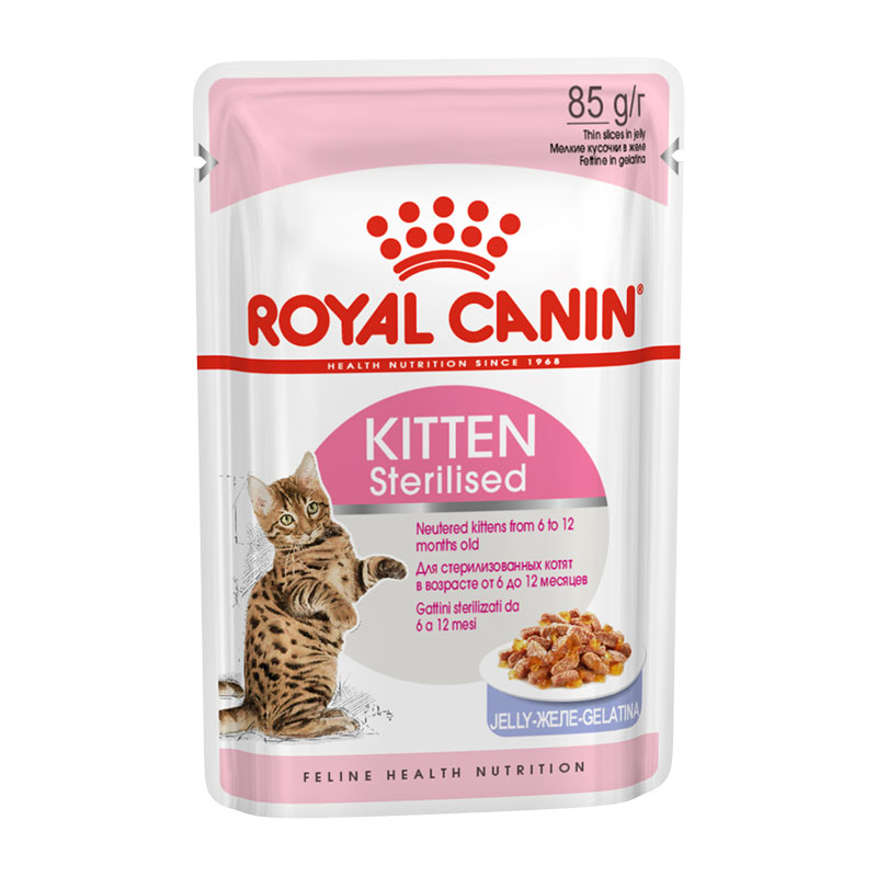 Royal Canin Kitten Sterilised Влажный корм для стерилизованных котят (6-12 мес), кусочки в желе, 85 г