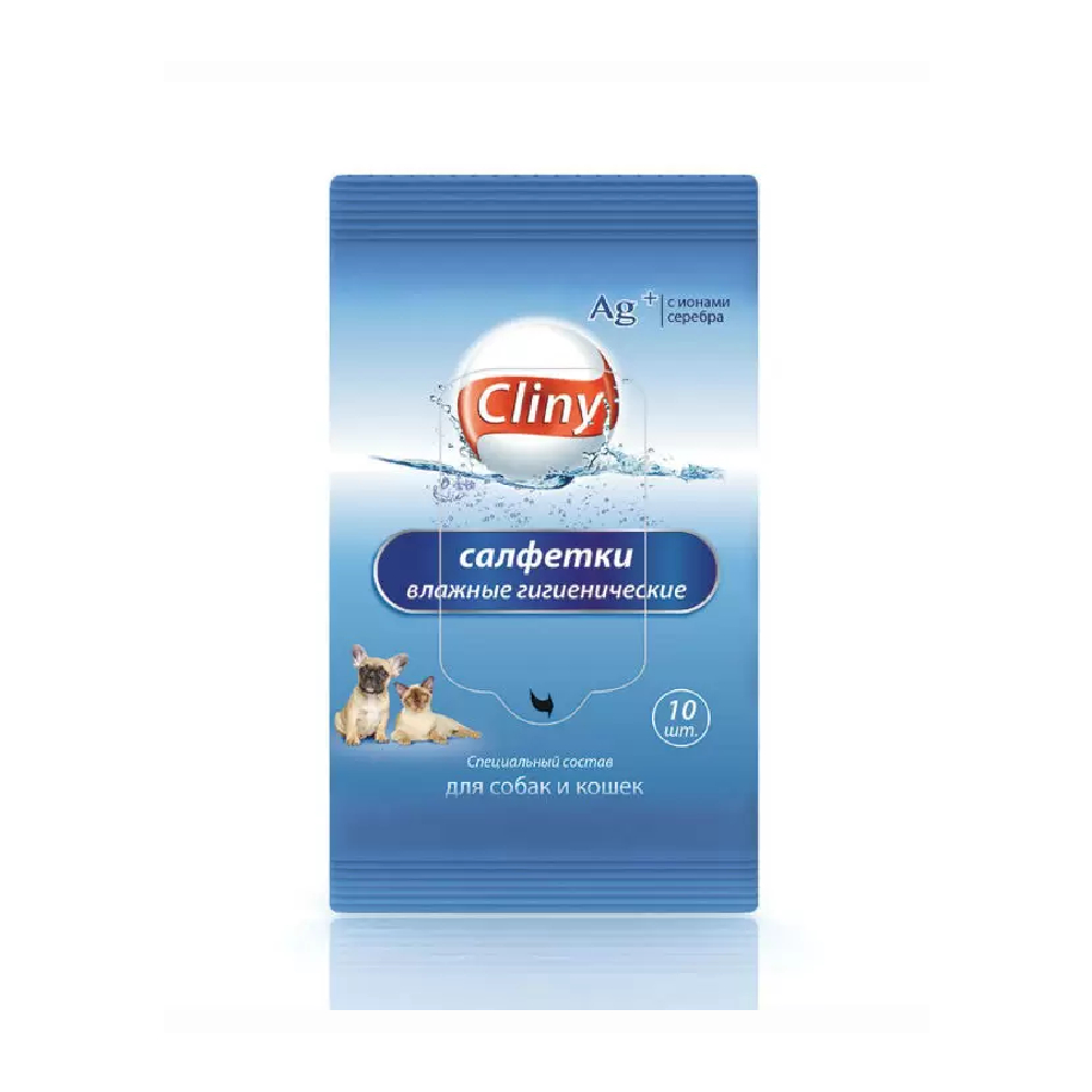 Cliny Влажные гигиенические салфетки для собак и кошек, 10 шт