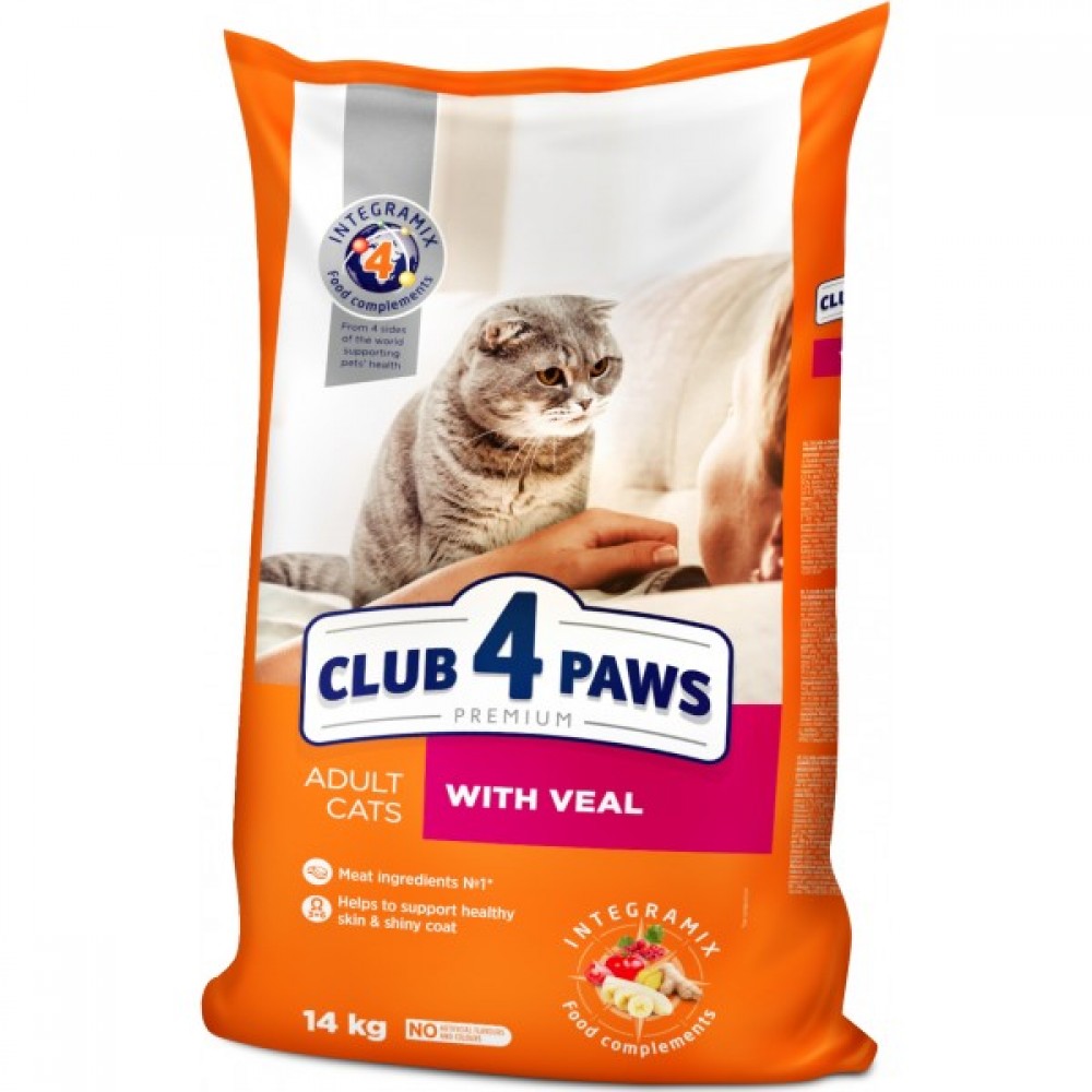 Club 4 Paws Сухой корм, для взрослых кошек, с телятиной (кг)