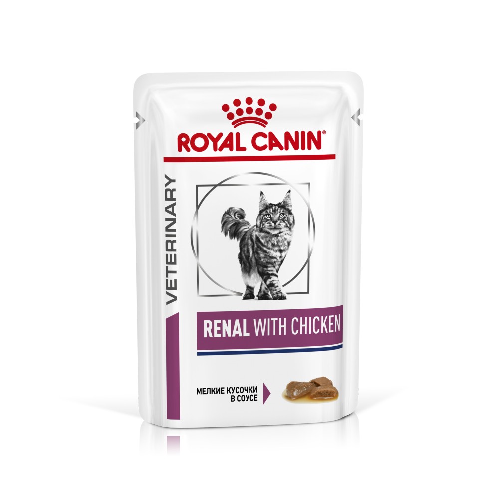 Royal Canin Renal Ветеринарная диета для кошек при хронической почечной недостаточности, влажный корм с курицей, 85 г