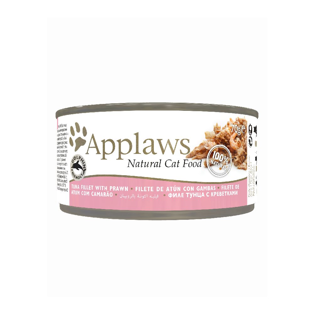 Applaws Консервированный корм для кошек, филе тунца с креветкой, 70 г