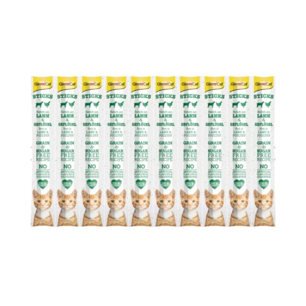 GimCat Soft Chew Stick for Cats pişiklər üçün çeynənilən çubuqlar, quzu və ev quşu əti ilə, 10 əd. (bağlama)