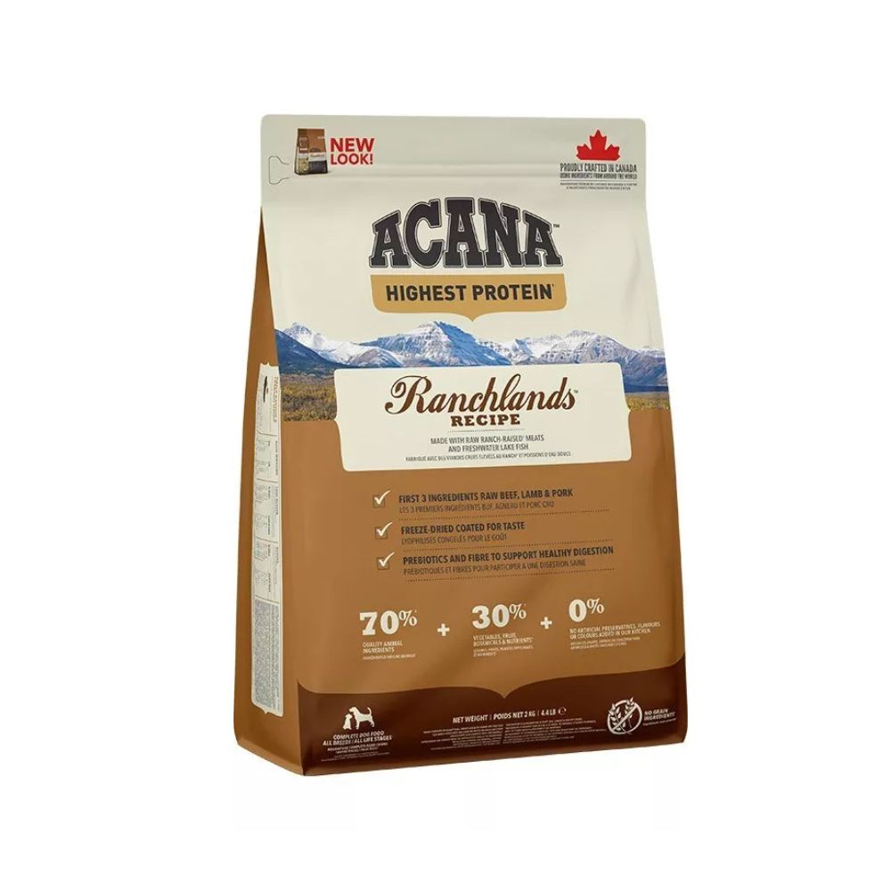 Acana Ranchlands Сухой корм для собак (для всех пород и жизненных этапов) с говядиной, ягненком и ветчиной, 2 кг