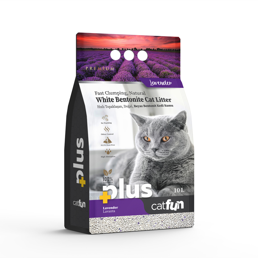 CatFun Комкующийся наполнитель для кошек, с лавандой, 10 L