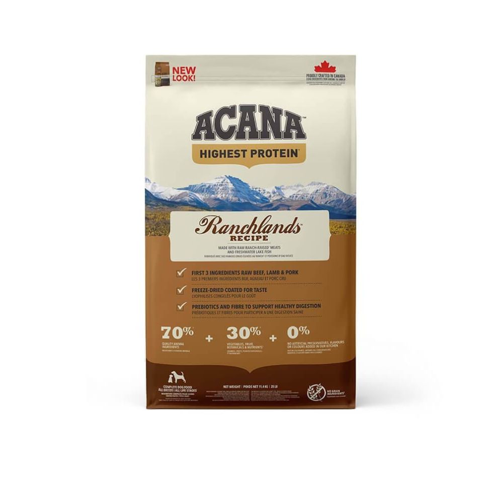 Acana Ranchlands Сухой корм для собак (для всех пород и жизненных этапов) с говядиной, ягненком и ветчиной