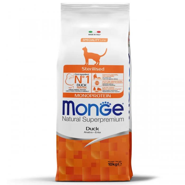 Monge Breeder Sterilised Монобелковый сухой корм для взрослых стерилизованных кошек, с уткой, кг