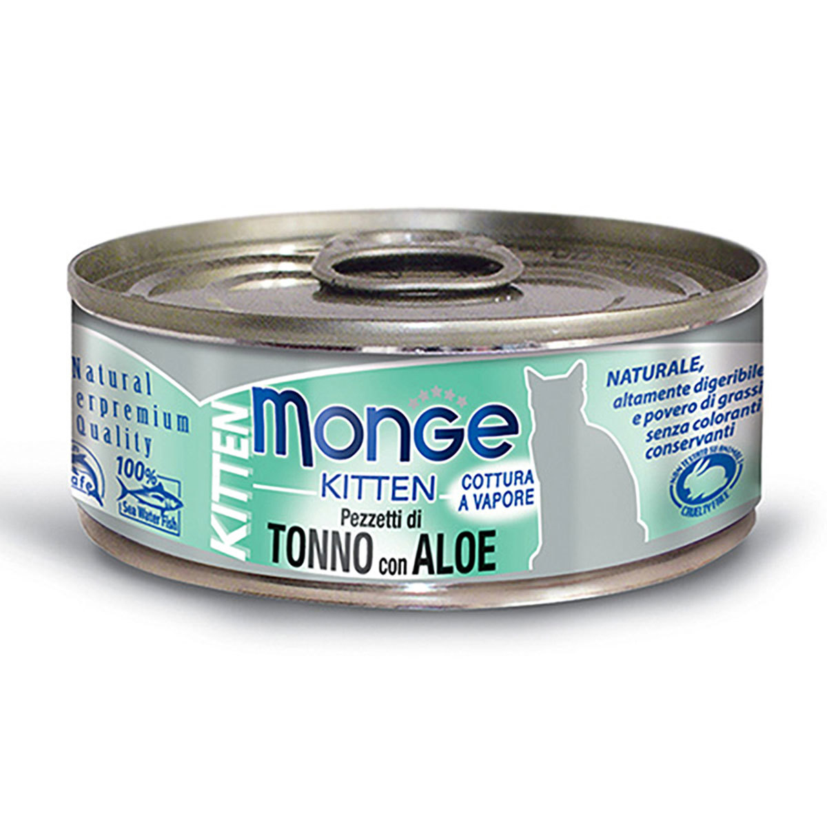Monge Kitten bala pişiklər üçün konservləşdirilmiş nəm yem, jeledə tuna və aloe, 80 q