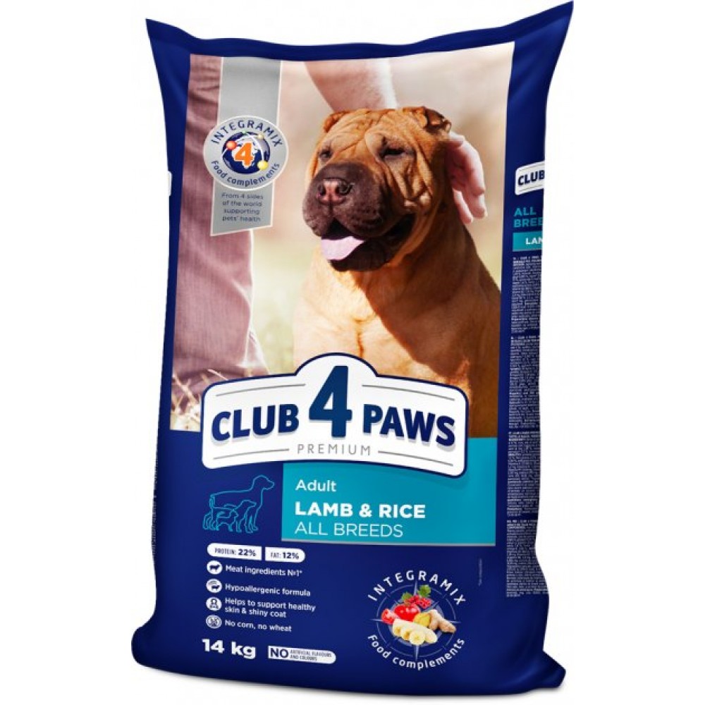 Club 4 Paws Сухой корм, для взрослых собак всех пород, с ягненком и рисом (кг)