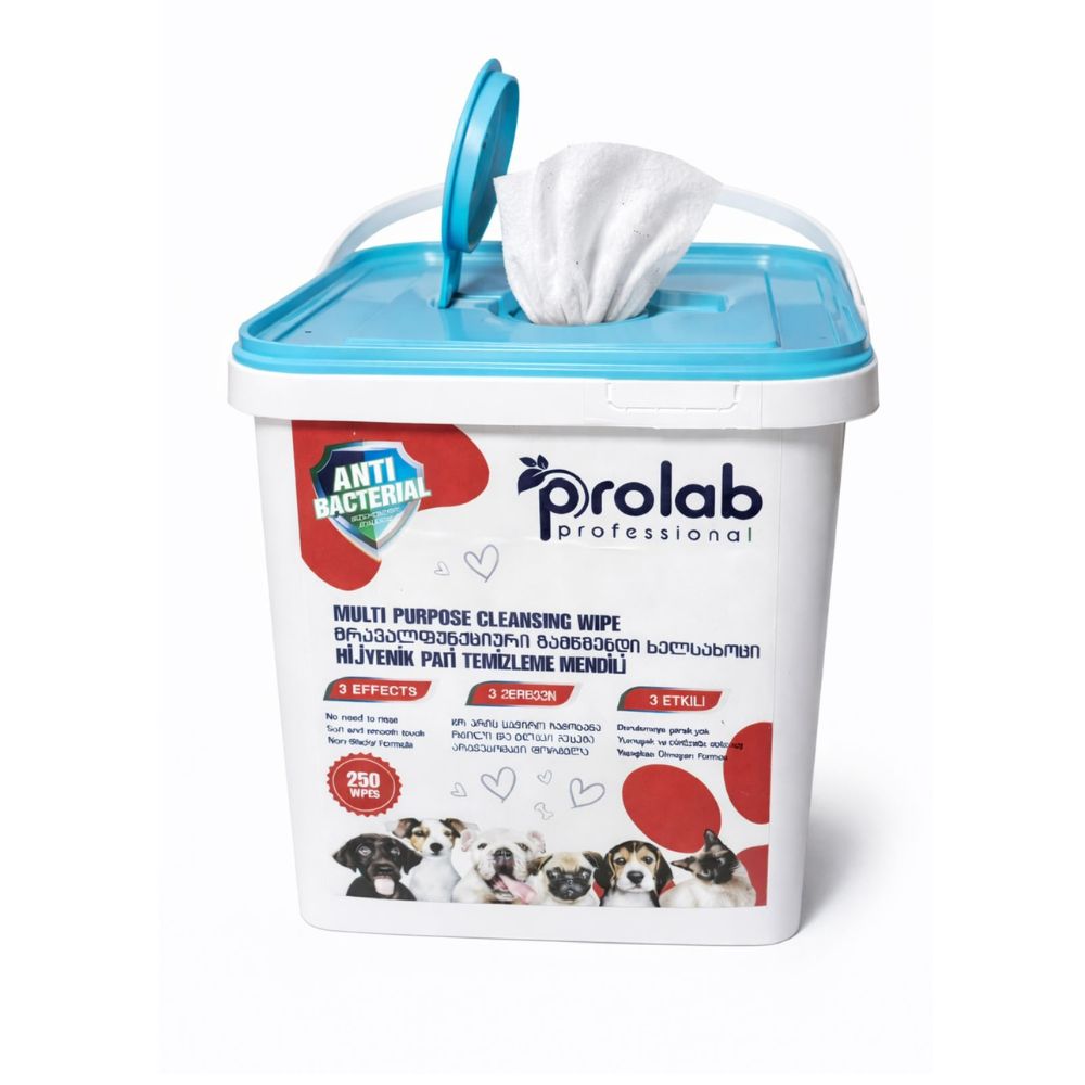 Prolab Professional itlər və pişiklər üçün təmizləyici nəm salfetlər, 250 əd.