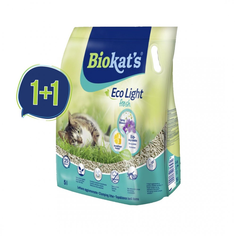 Biokat's Eco Light Fresh Spring Blossom Tofu Комкующийся наполнитель для кошачьего туалета, с ароматом весны, 5 Л