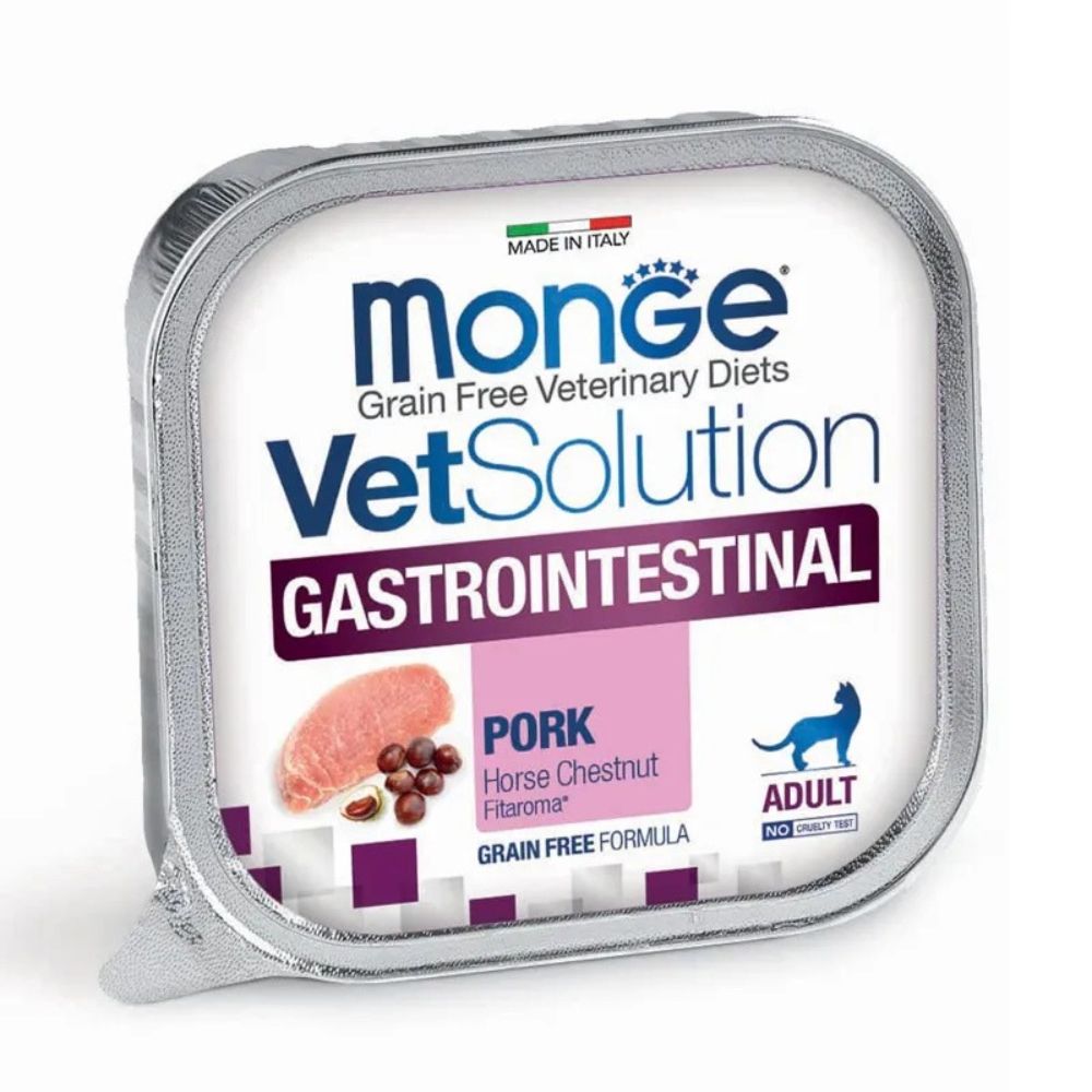 Monge Vet Solution Gastrointestinal mədə-bağırsaq xəstəlikləri olan pişiklər üçün, nəm yem, 100 q