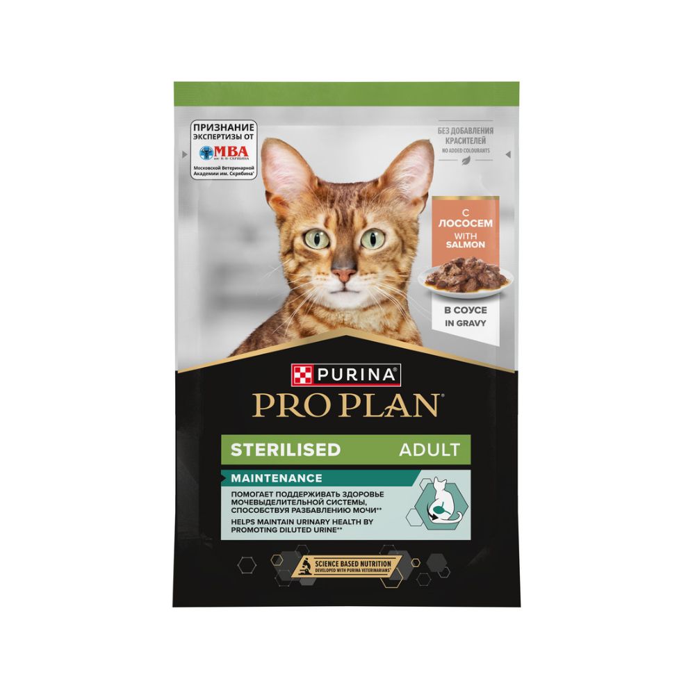 Purina Pro Plan Sterilised влажный корм для стерилизованных кошек с лососем в соусе, 85 г