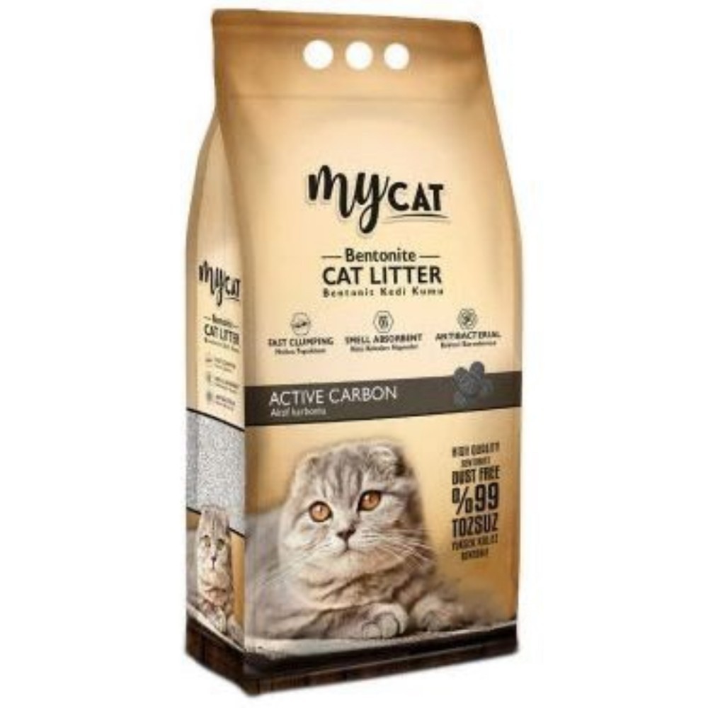 My Cat Комкующийся наполнитель для кошачьего туалета, крупные гранулы, c активированным углем, 5 Л