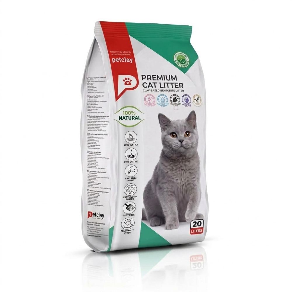 Petclay Premium Topalanan pişik qumu, aktivləşdirilmiş kömür ilə, 20 L