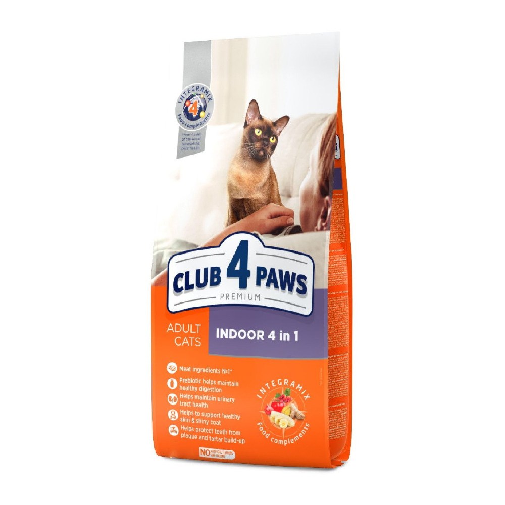 Club 4 Paws 4-dü 1-də Quru yem, evdə yaşayan yetkin pişiklər üçün (kq)