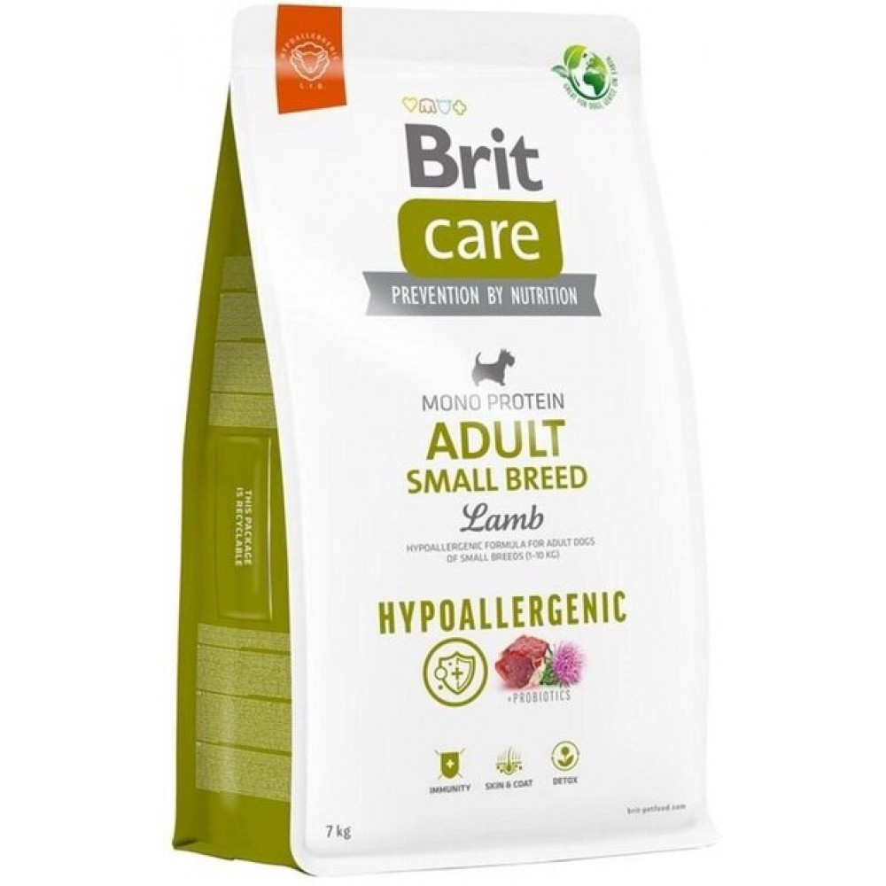 Brit Care Hypoallergenic Сухой корм для взрослых собак мелких пород при аллергии, с ягненком (кг)