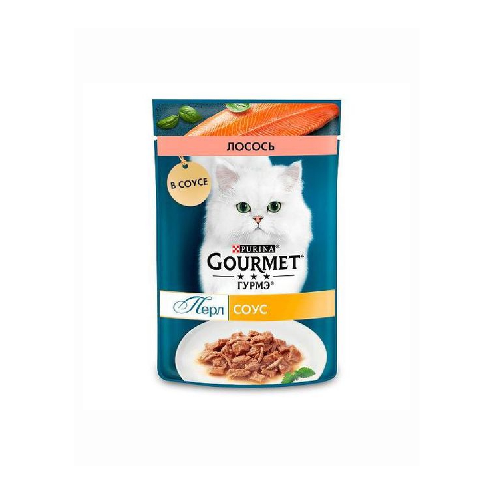 Purina Gourmet Perle Влажный корм для кошек, с лососем в соусе, 75 г